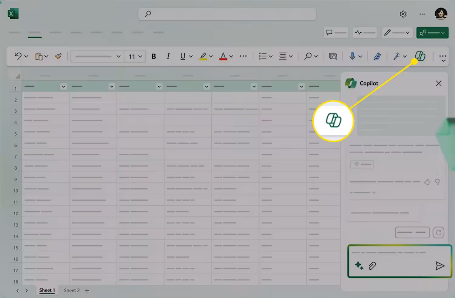 Copilot-ikonet i Microsoft Excel